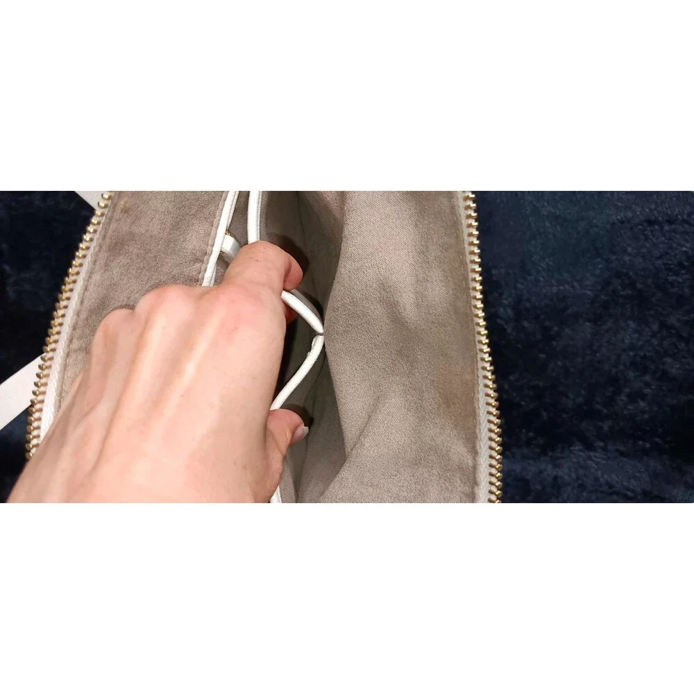 NWT! Elizabeth and James Large Vegan Leather Tote Bag  Cream Ivory Zip Top... - Picture 10 of 16